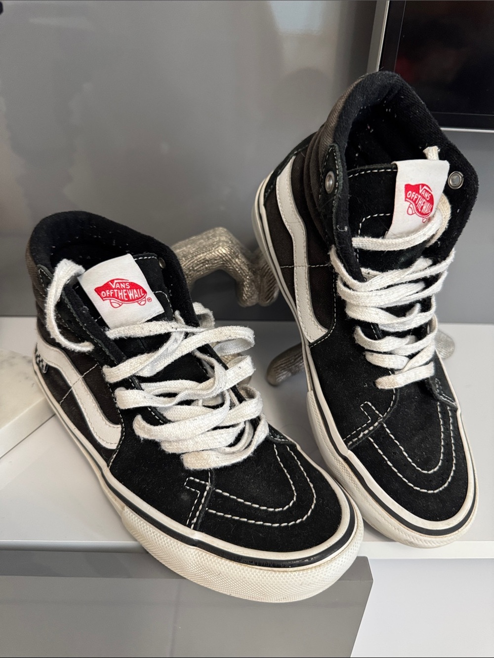 Vans Kids Black and White High-Top Skate Sneakers